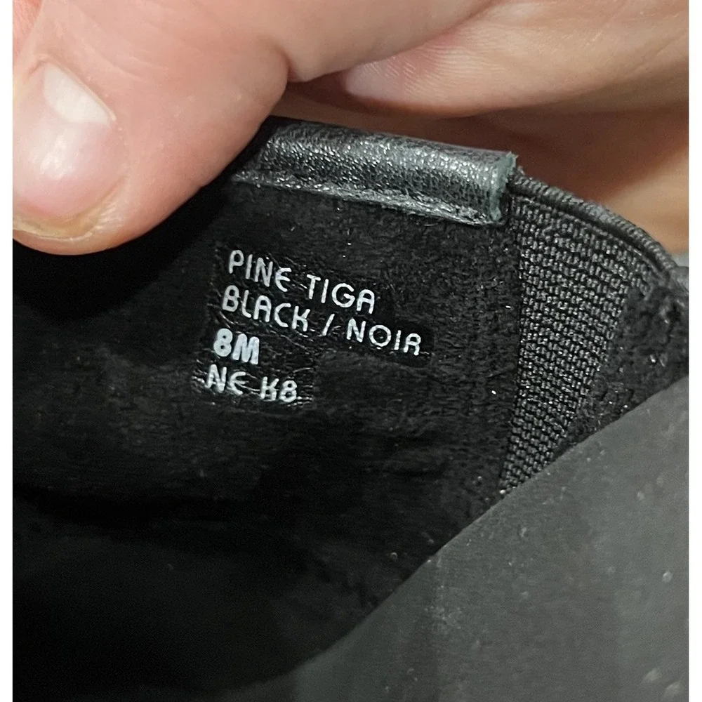 Earth Pine Tiga Soft Calf Black Leather Platform Slides, Women's Size 8